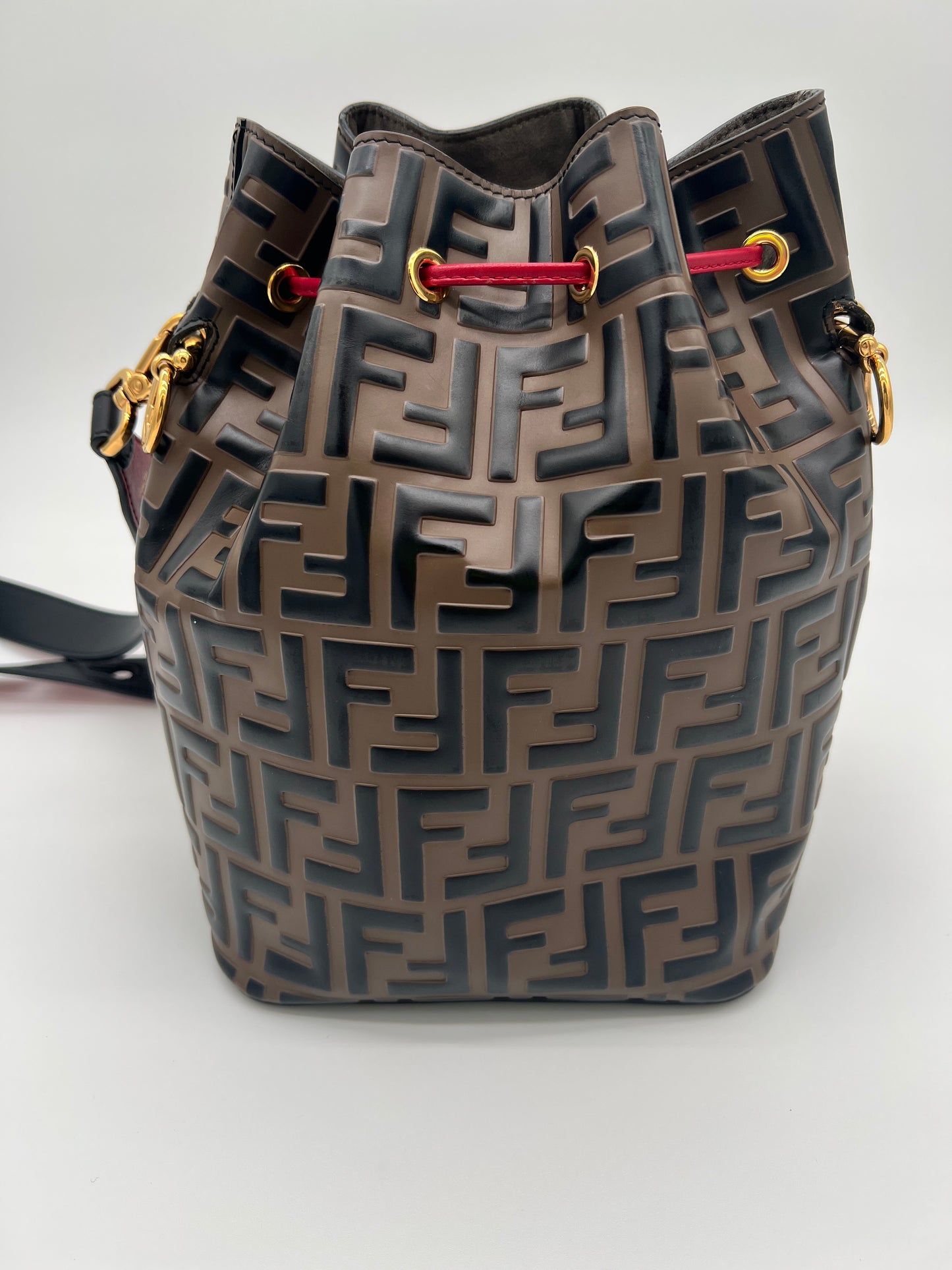 Fendi - Mon Tresor Red Logo Embossed Mini Bucket Bag
