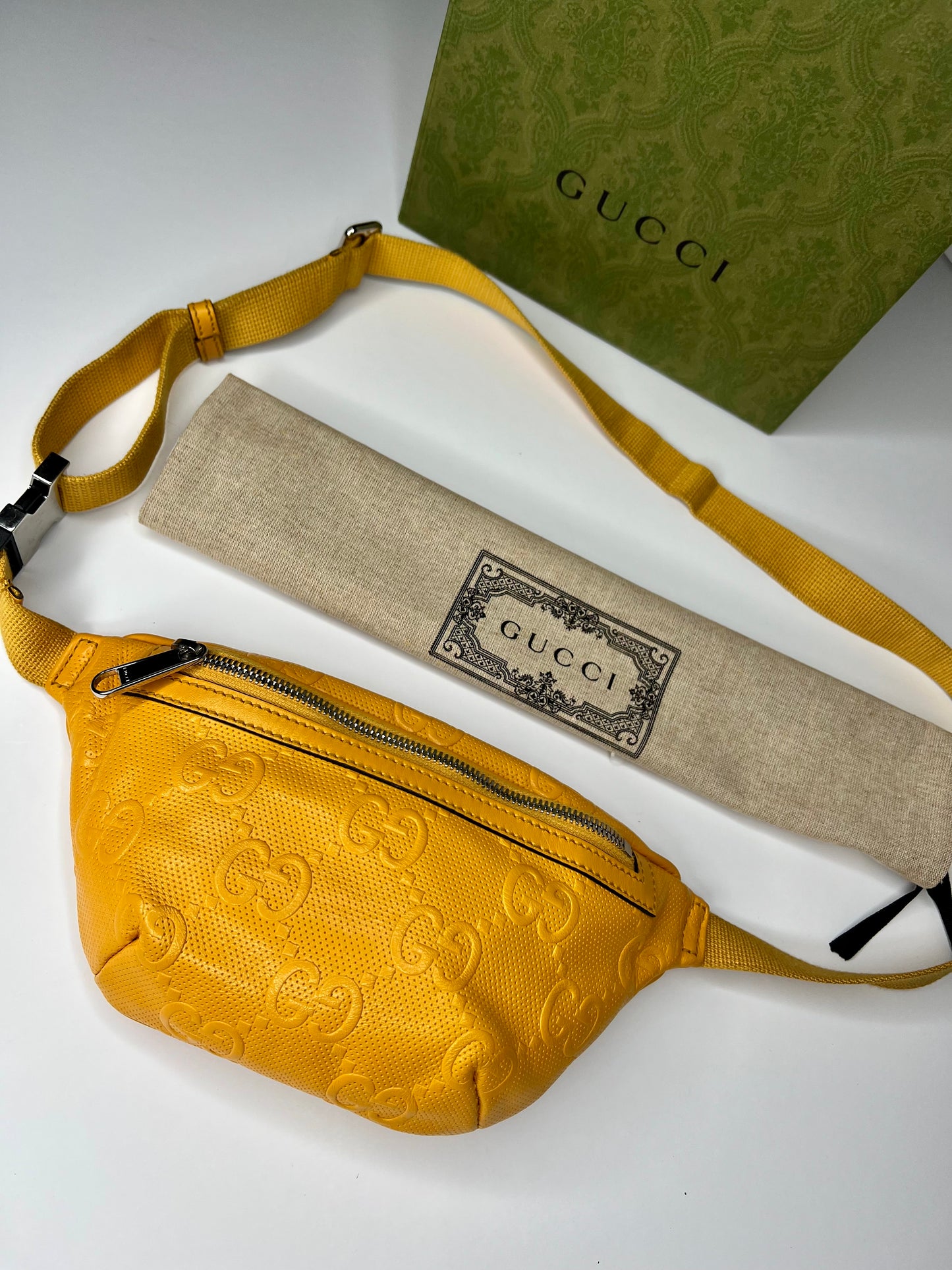 Gucci GG Embossed Belt Bag Full Set